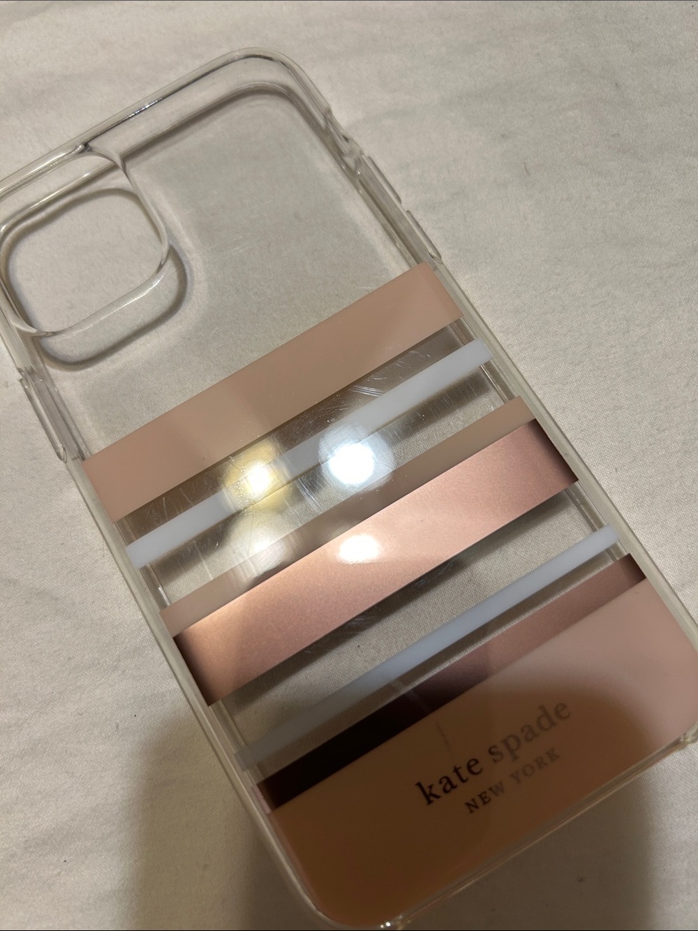 kate spade Rose Gold Stripe Clear Phone Case